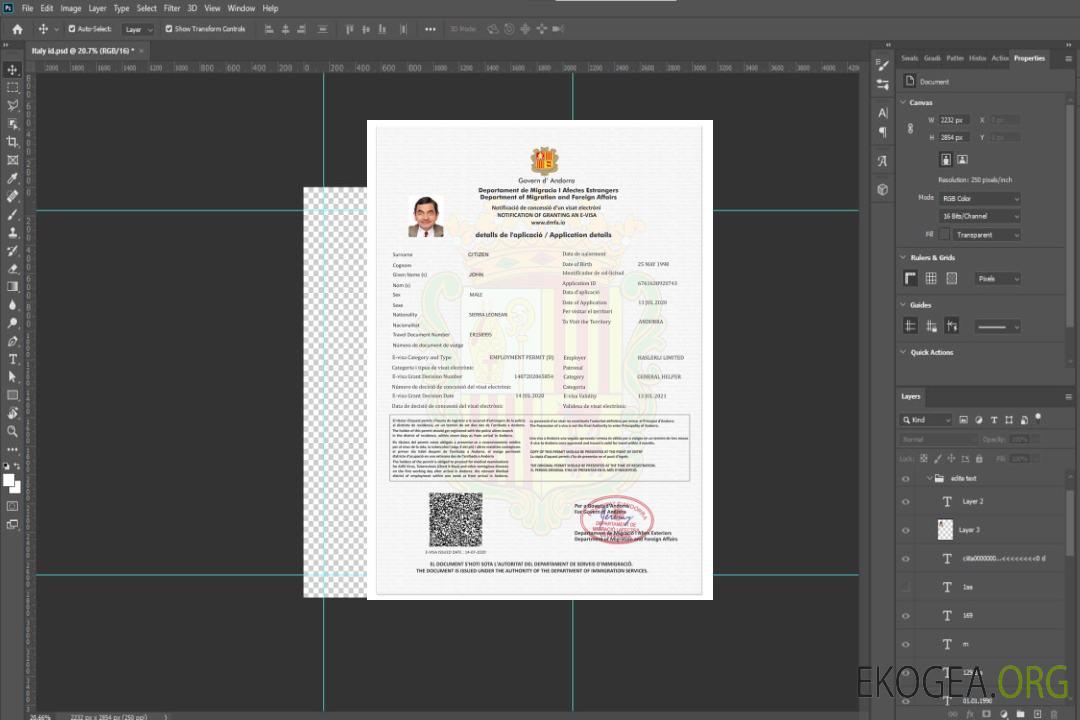 Visa électronique ANDORRE template Visa électronique ANDORRE template